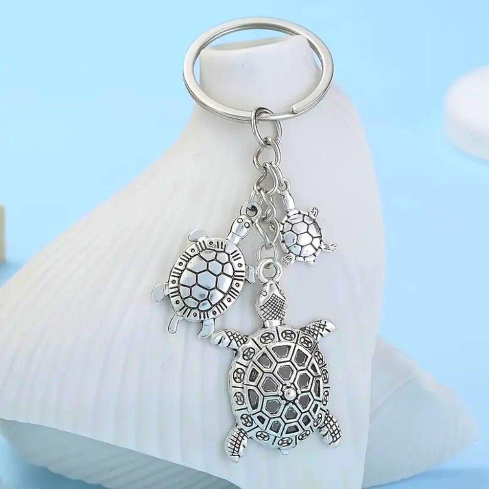 Turtle Bag Charm Keychain Purse Trendy Stylish Glam Sea Ocean Tortoise Mama Baby